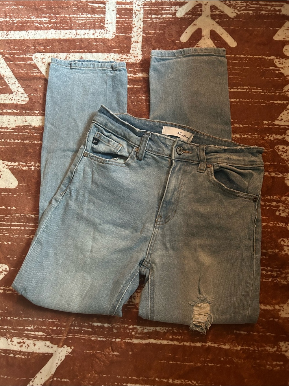 KanCan Light Blue Skinny Jeans with Distressed Knee